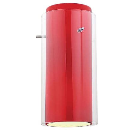Access Lighting Glassn Glass, Cylinder Shade, Brushed Steel Finish, Clear Red Glass 23133-BS/CLRD